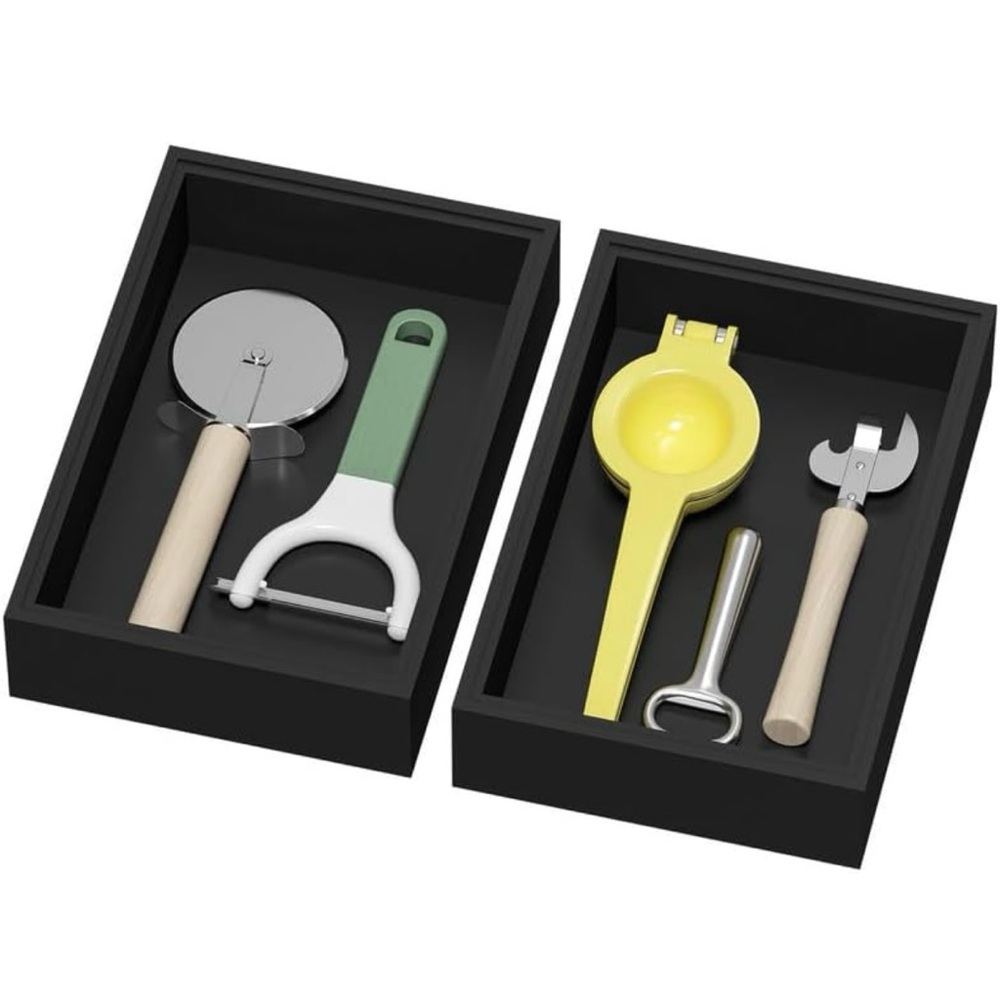 Bamboo Drawer Organizer, Cutlery Silverware Organizer for Kitchen Drawer, 2 pcs